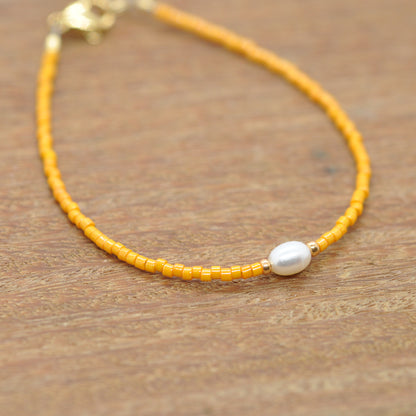 Bracelet / Cannes / freshwater pearl / stainless steel gold plated