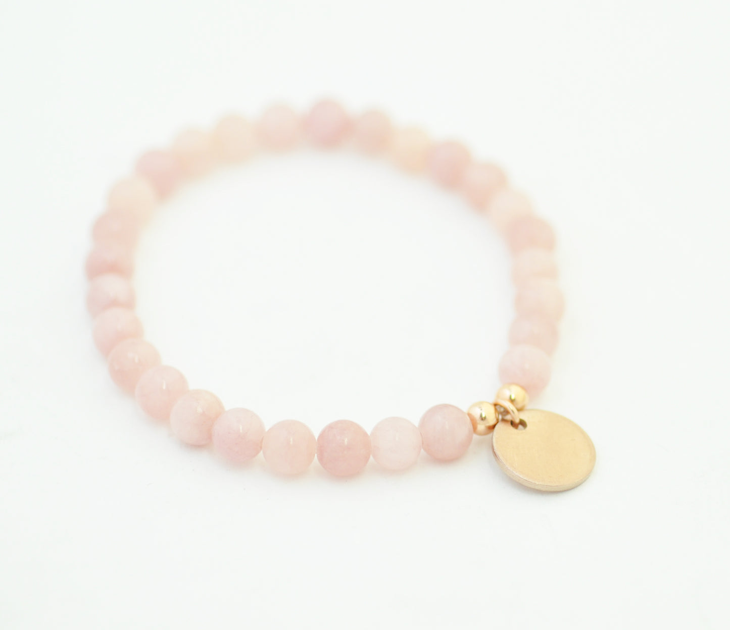 Personalized dusky pink jade bracelet with engraving - rosé