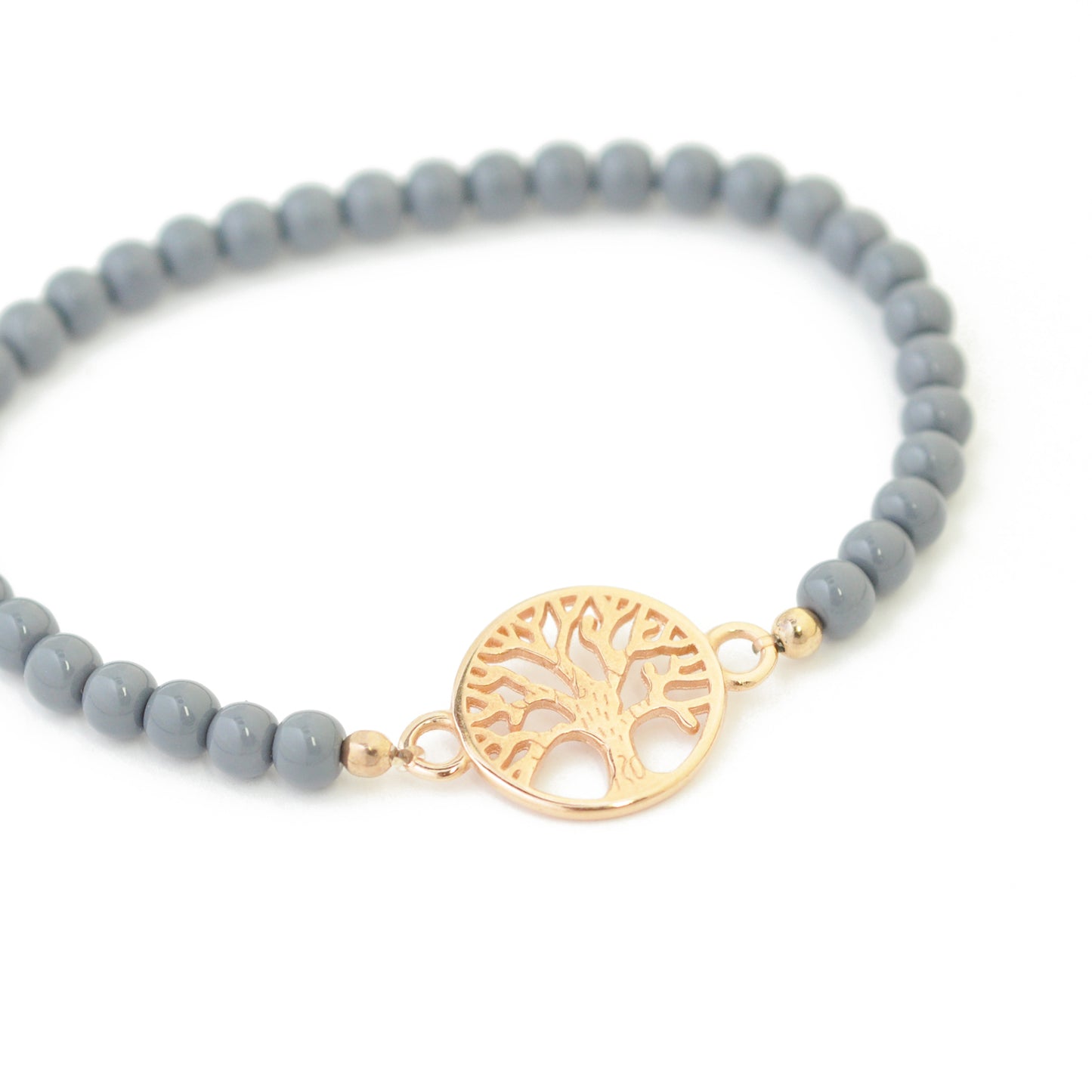 Strand of glass beads / gray / Ø 4 mm