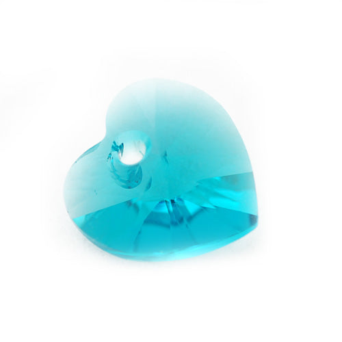 Swarovski Heart Pendant / Blue Zircon / 10mm