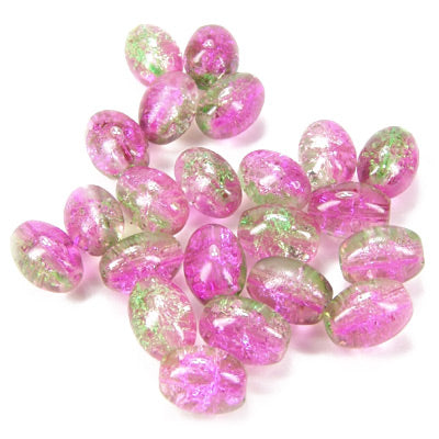 Glass bead oval purple green / 10mm