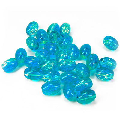 Glasperle oval blau türkis / 10mm