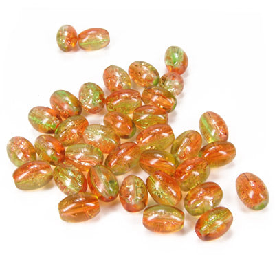 Glass bead oval orange brown / 10mm