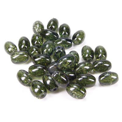 Glass bead oval dark green / 10mm