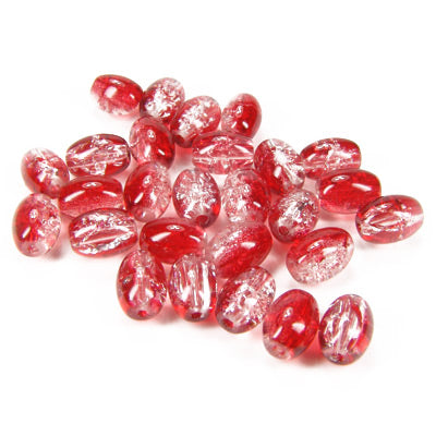 Glass bead oval red / 10mm
