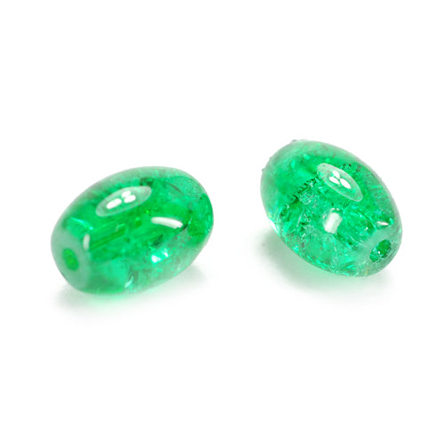 Glass bead oval green / 10mm
