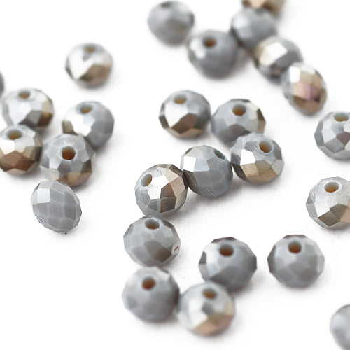Briolette faceted gray luster / 6mm