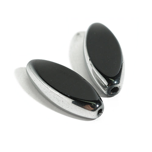 Glass bead with silver edge black / 30mm