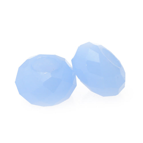 Grossloch Glasperle facettiert hellblau opal / Ø 14mm
