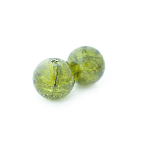 Glass bead Crackle olive / Ø 10mm