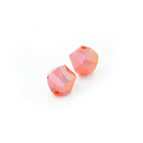 Twisted glass bead red luster / Ø 10mm