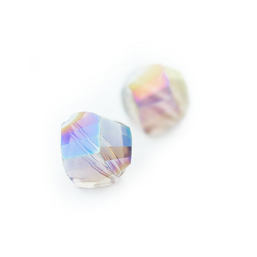 Twisted glass bead amethyst luster / Ø 10mm