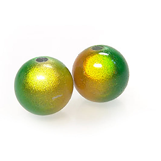 Miracle bead / green yellow bicolor / 12 mm