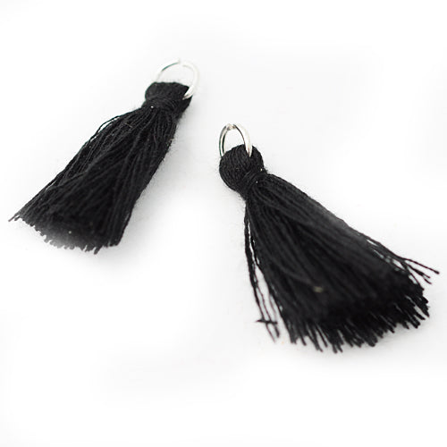 Tassel / tassel with eyelet / black / 25mm