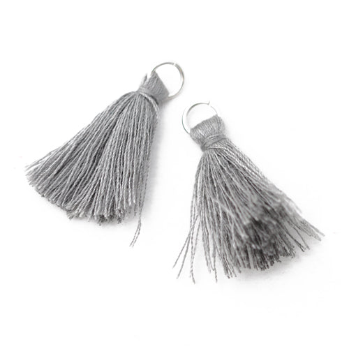 Tassel / tassel with eyelet / gray / 25mm