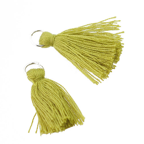 Tassel with eyelet / olive green / 25mm