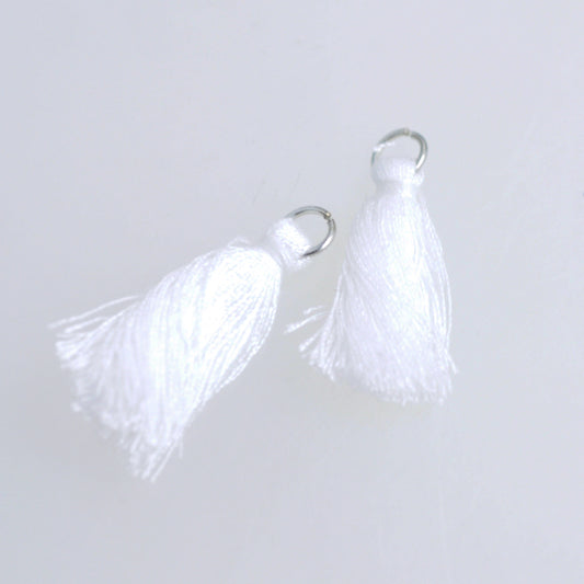 Tassel / tassel with eyelet / white / 25mm