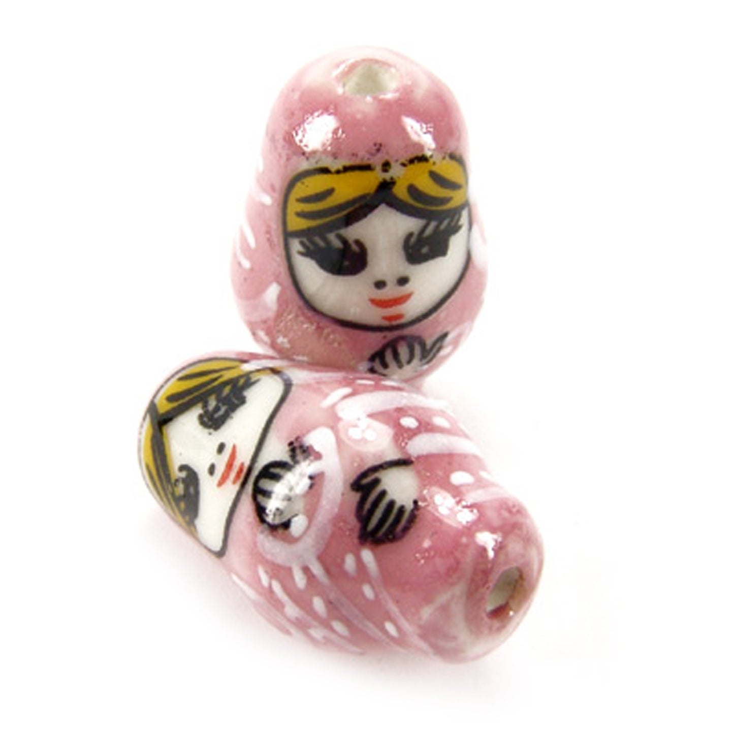 Porcelain Matryoshka / Babushka pink / 24 mm