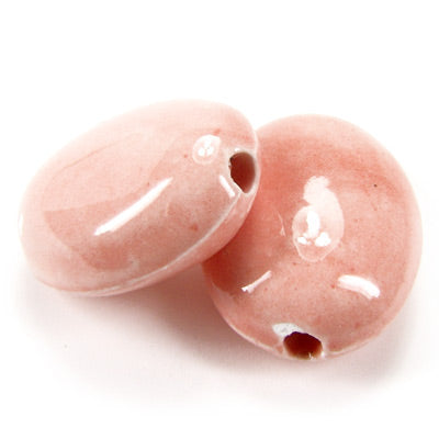 Porcelain bead oval pink / 30 mm