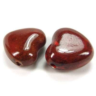 Porcelain heart brown / 28 mm