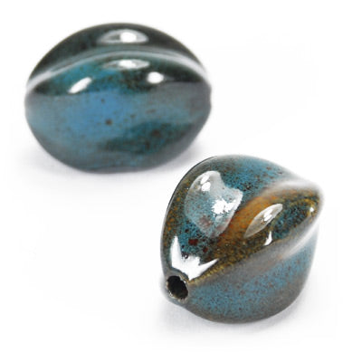 Porcelain bead petrol / 30 mm