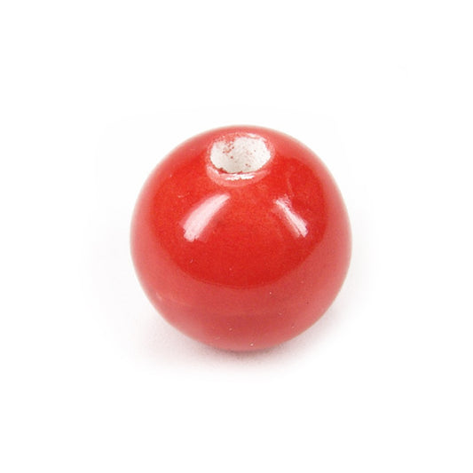 Porcelain bead round red / Ø 16 mm