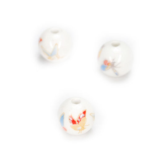 Porcelain bead butterfly white / Ø 12 mm