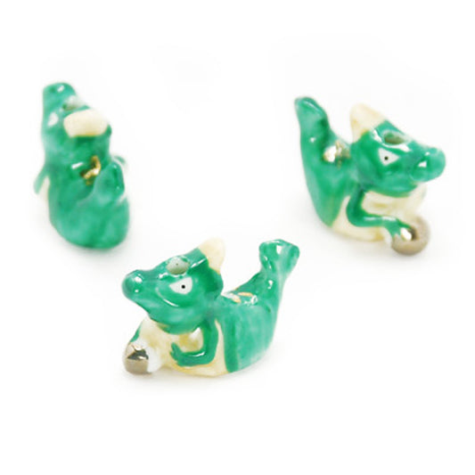 Porcelain zodiac bead dragon green / 16 mm