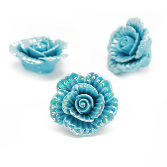 Porcelain flowers turquoise / 26 mm
