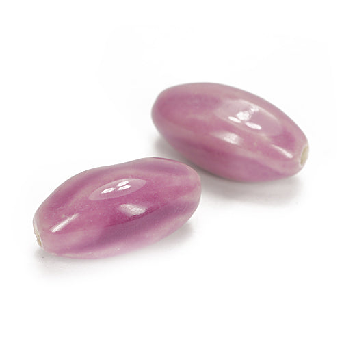 Porcelain bead oval lilac / 18 mm