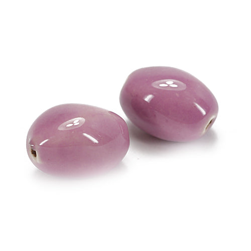 Porzellan Perle oval lila  / 16 mm