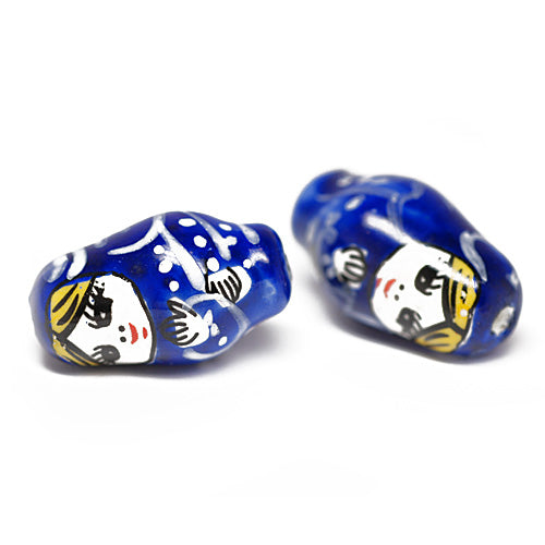 Porcelain Matryoshka / Babushka blue / 24 mm