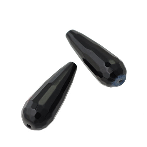 jade Gemstone teardrop / black / 20mm