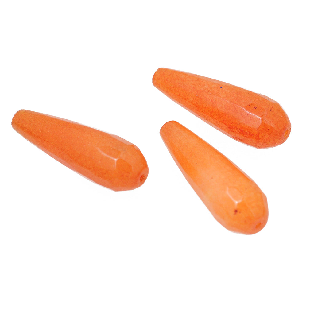 Jade Tropfen  Edelstein orange / 28mm