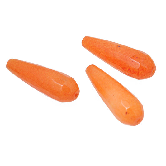 Jade teardrop gemstone orange / 28mm