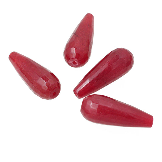 Jade teardrop dark red gemstone / 28mm