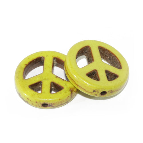 Howlite Peace gemstone yellow / Ø 12mm