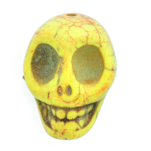 XL skull yellow / howlite gemstone / 45 mm