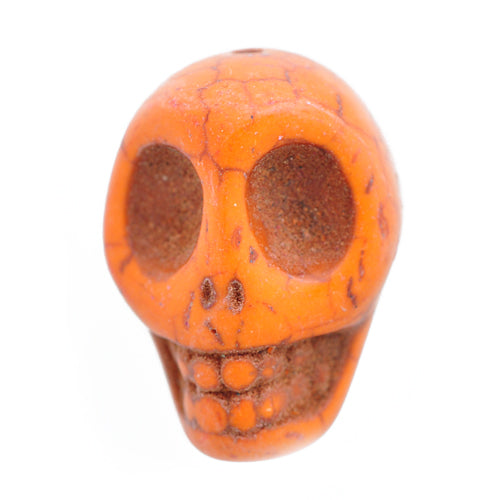 XL skull orange / howlite gemstone / 45 mm