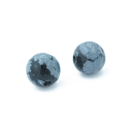 Schneeflocken Obsidian Edelstein Kugel schwarz marmoriert / Ø 6mm