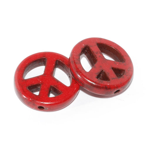 Howlite Peace gemstone red / Ø 12 mm