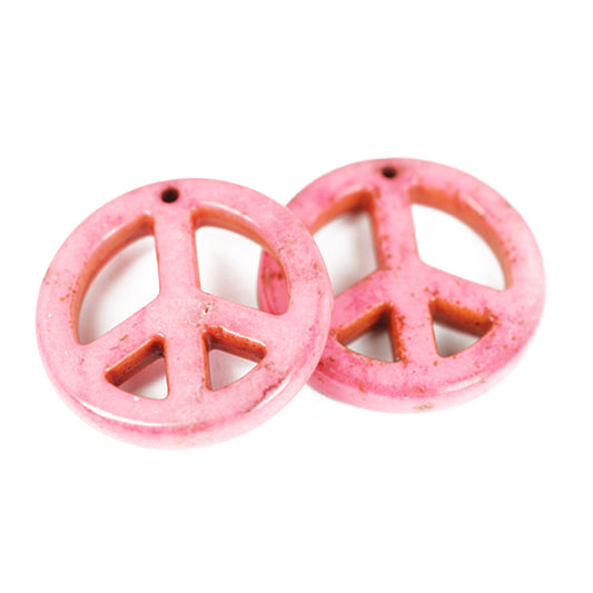 Howlite Peace Pendant pink / Ø 25 mm