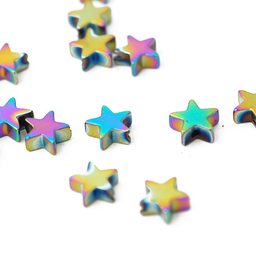 Hematite gemstone star multicolor / 6 mm