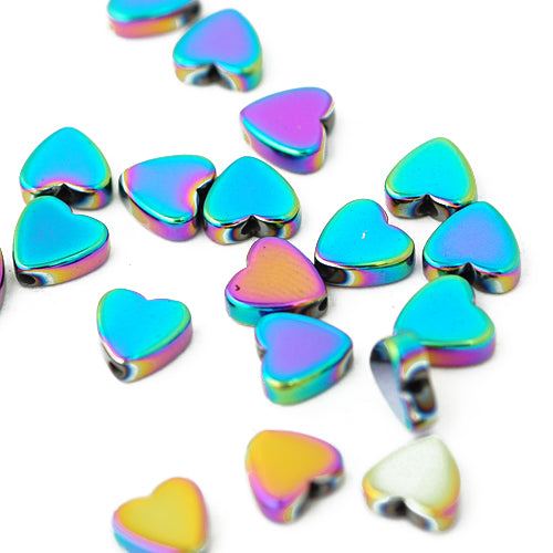 Hematite gemstone heart multicolor / 6 mm