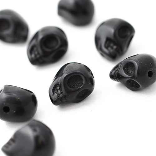 Howlite gemstone skull black / 12 mm