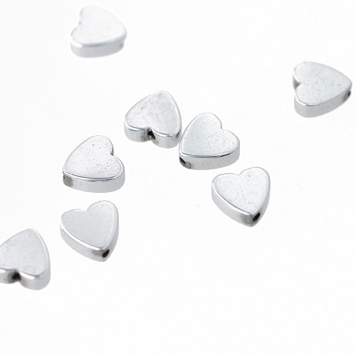 Hematite gemstone heart silver / 10 mm