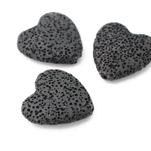 Lava gemstone heart black / 30 mm