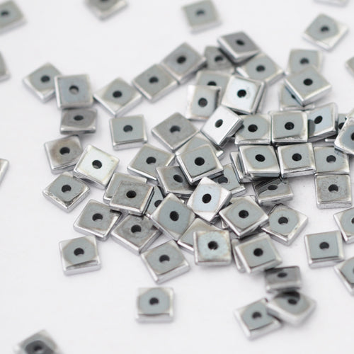 Hematite Gemstone Square Spacer Gray / 4 mm