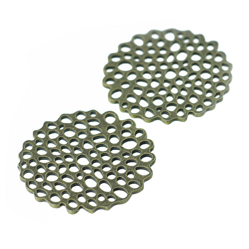 Plate pendant perforated / brass colored / 35 mm