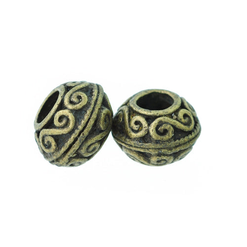 Orient large hole bead / brass colored / Ø 14 mm